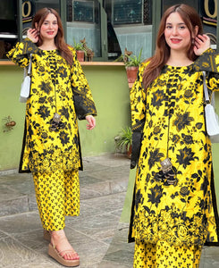 Digital Printed Lawn 3PCS Suit | Women 3D Embroidery Stitched Summer Dress | Girls Lawn Outfit