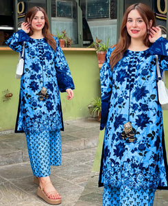 Digital Printed Lawn 3PCS Suit | Women 3D Embroidery Stitched Summer Dress | Girls Lawn Outfit