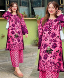 Digital Printed Lawn 3PCS Suit | Women 3D Embroidery Stitched Summer Dress | Girls Lawn Outfit