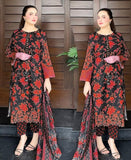 Digital Printed Lawn 3PCS Suit | Women 3D Embroidery Stitched Summer Dress | Girls Lawn Outfit